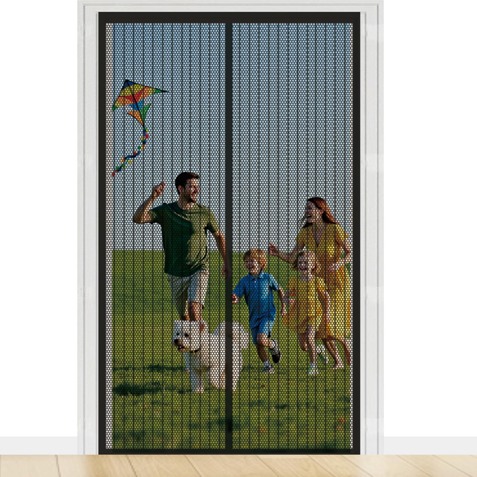 Liuyanyan Black Door Fly Screen 106 X 193 Cm Powerful Magnets And Magic Tape, No Drill Installation, Automatically Closes Keeps Bugs Out Screen Doors With Magnets For Sliding Door,