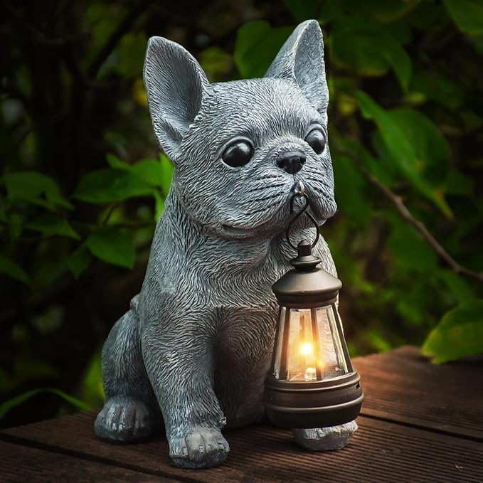 Solar Dog Outdoor Garden Statue