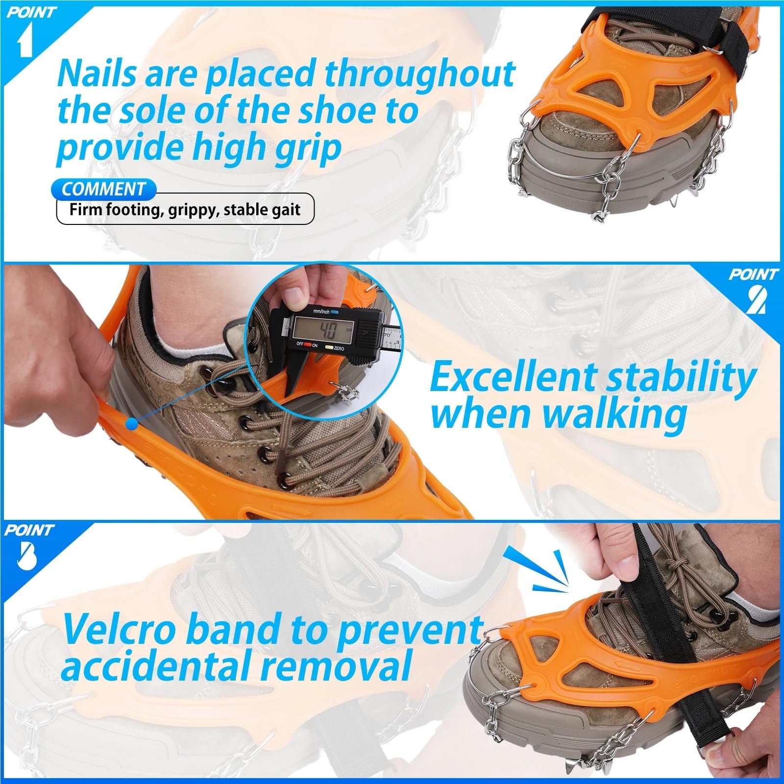 Crampons Ramponi antiscivolo invernali, ramponi da ghiaccio unisex, copriscarpe neve, accessori for arrampicata all'aperto
