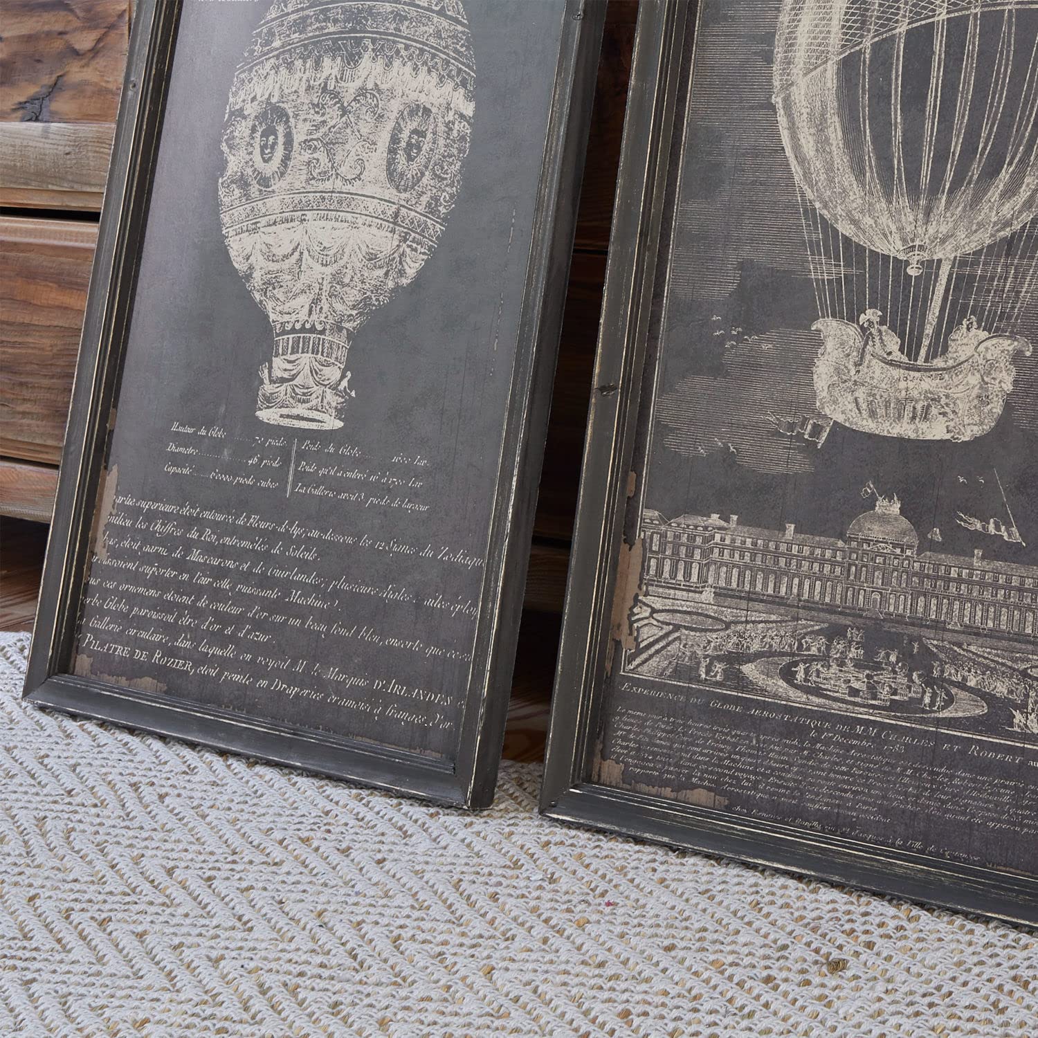 Loberon Ortarsis Coppia di Quadri - Delicate Stampe Vintage - Motivi da Sogno, Nero