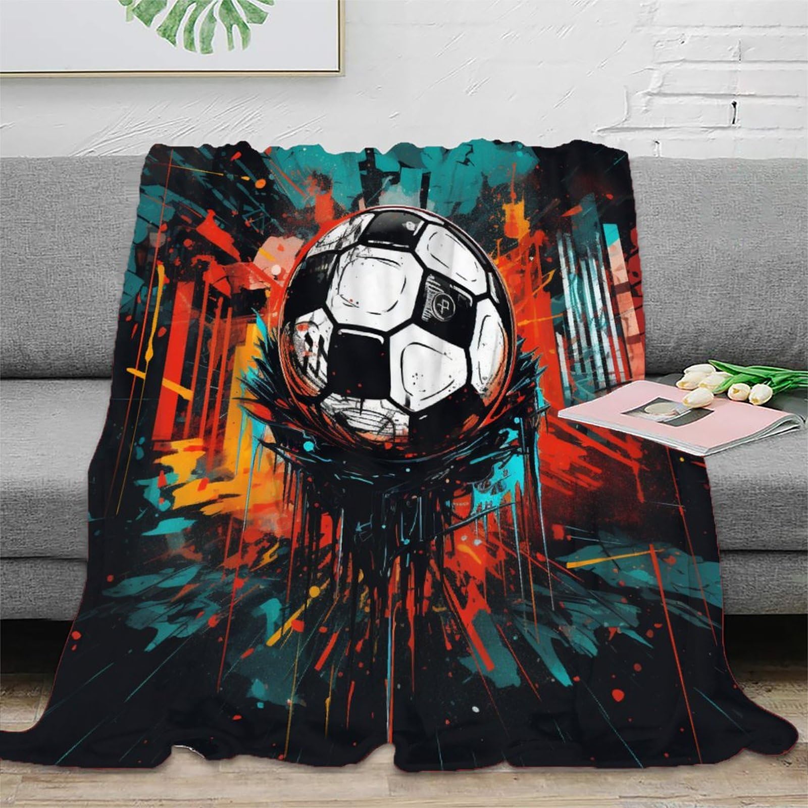Nraopevvd Style 3D Printed Football Blanket Ultra-Soft Super Soft Cozy Fuzzy Warm Throws With Anti-Wrinkle/Anti-Tarnishing Lightweight For Sofa Bed Decor Bedroom Decor 70X80inch(180X200cm)