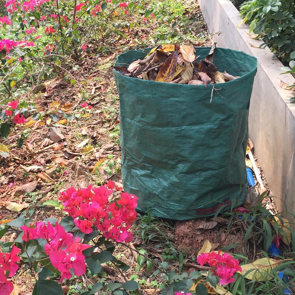 Sacchetti Rifiuti Giardino 2 Pezzi - 300L E 120L, Impermeabili, Pieghevoli Con Manici, Riutilizzabili