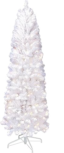 Puleo International Pre-Lit - Árbol de Navidad artificial con 250 luces color blanco