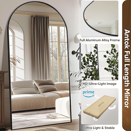 Vista 21 de Espejo de longitud completa, de 58 x 19 pulgadas, de suelo, arqueado, de pie, no empotrado, con soporte, colgante, montado para dormitorio, sala
