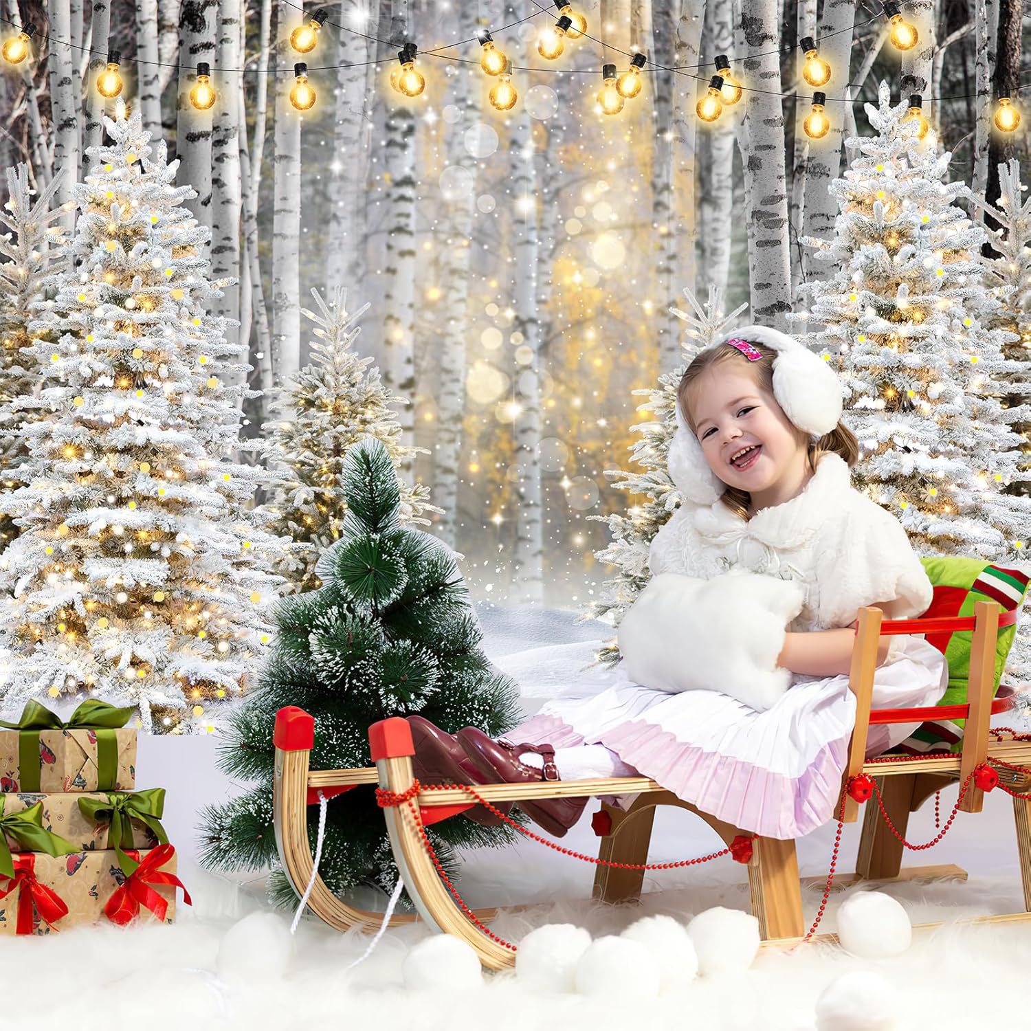 Avezano Winter Scene Backdrop Winter Forest Backdrop Wonderland Snowflake Photography Background Glitter Snowy Pine Tree Scene Background Snow Forest Christmas Party Holiday Photo Backdrop (7x5ft)