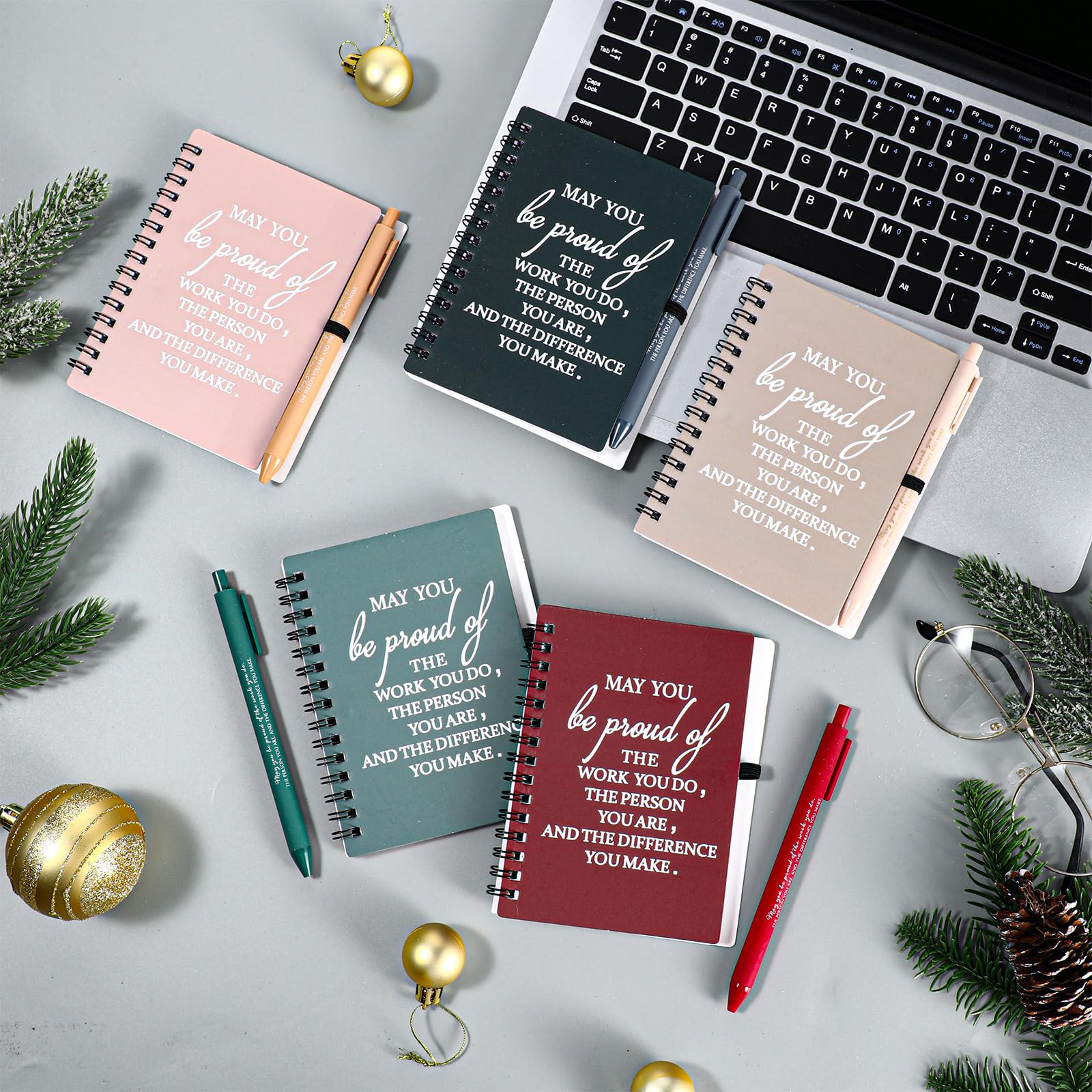 Honoson 20 Sets/40 Stück 2026 Mitarbeiter-Wertschätzungsgeschenke, Housekeeping Mitarbeiter, Geschenke, May You Be Proud The Work Notizbuch mit Kugelschreiber, Dankeskarten für Teamkollegen