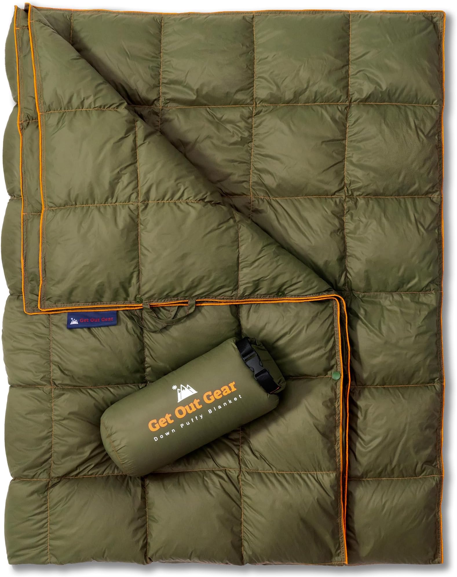 Get Out Gear Down Camping Blanket - Puffy, Packable, Lightweight and Warm | Ideal for Outdoors, Travel, Stadium, Festivals, Beach, Hammock | 650 Fill Power Water-Resistant Backpacking Quilt