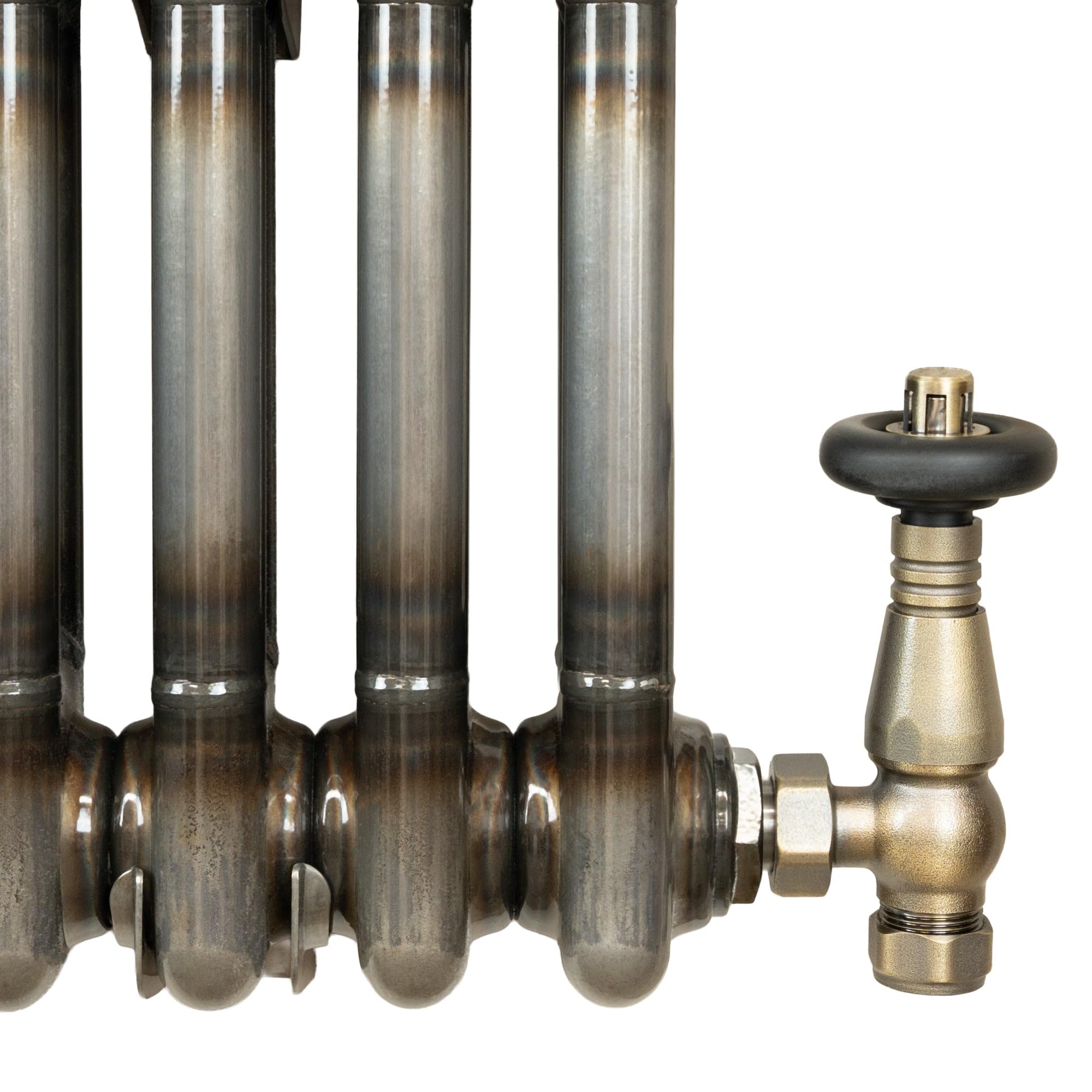 Radiador Vertical Tradicional 1800 x 290 mm 3 Columnas y Válvulas Termostáticas – Metal Crudo Estilo Industrial 1599W Incluye Soportes, Kit de Instalación y Cepillo