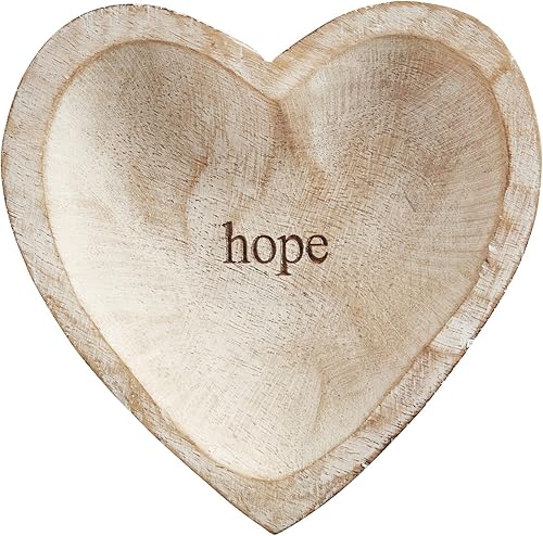 Miniatura 2 de 47th & Main Faithworks - Bandeja de madera de mango en forma de corazón, 6 x 6 pulgadas, Hope