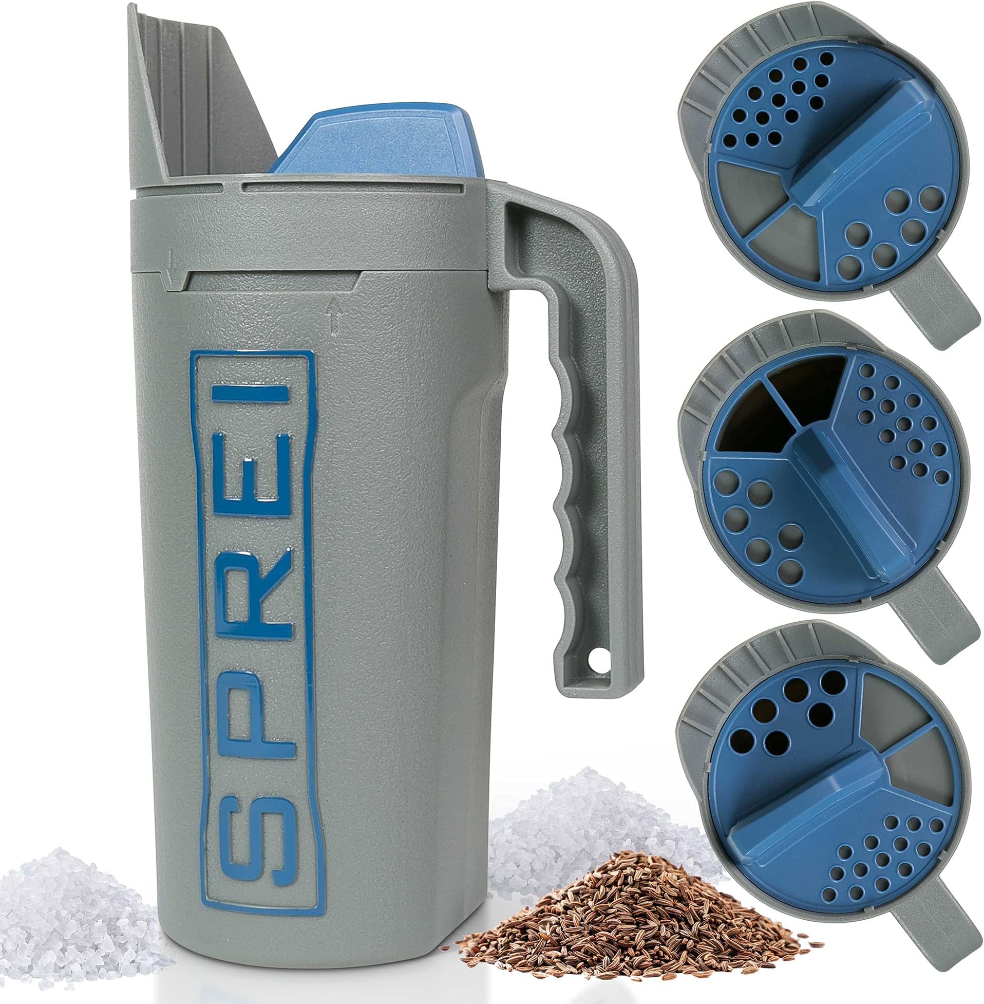 Spot Spreader 80 oz Handheld Shake Dispenser for Salt, Seed, Grass and Garden Multiple Sized Openings for a Variety of Uses