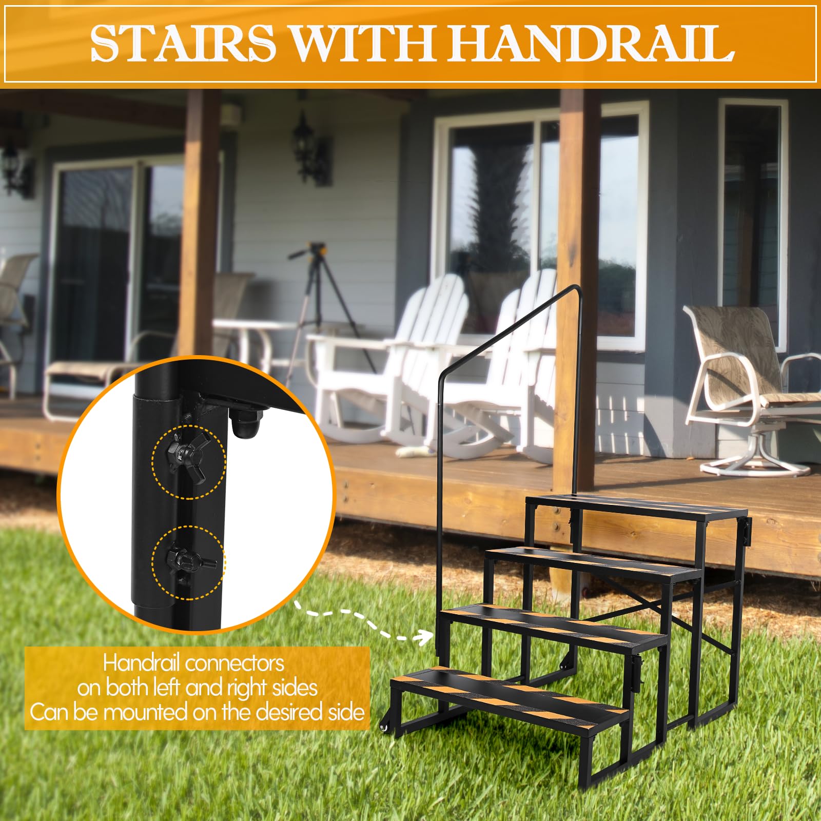 Rvs Boot Railing Non Slip Camper Steps LUCKUP 4-Step RV Stairs With Handrail - Portable ...