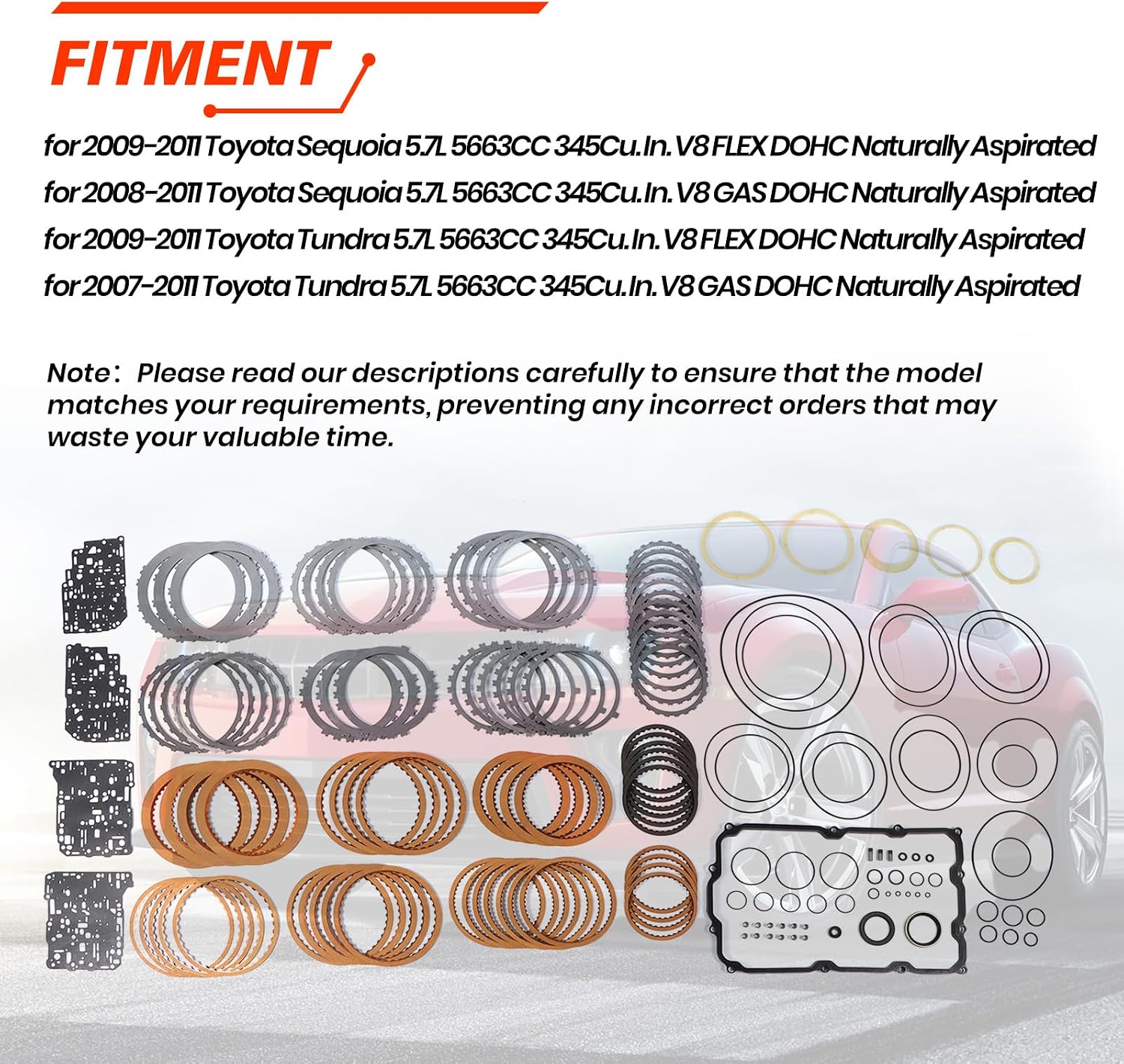 AB60E AB60F Transmission Master Rebuild Kit, Compatible with Sequoia Tundra V8 5.7L 2007-2011, Automotive Transmission Rebuild Overhaul Set with Friction Plate Steel Plates Replaces Parts