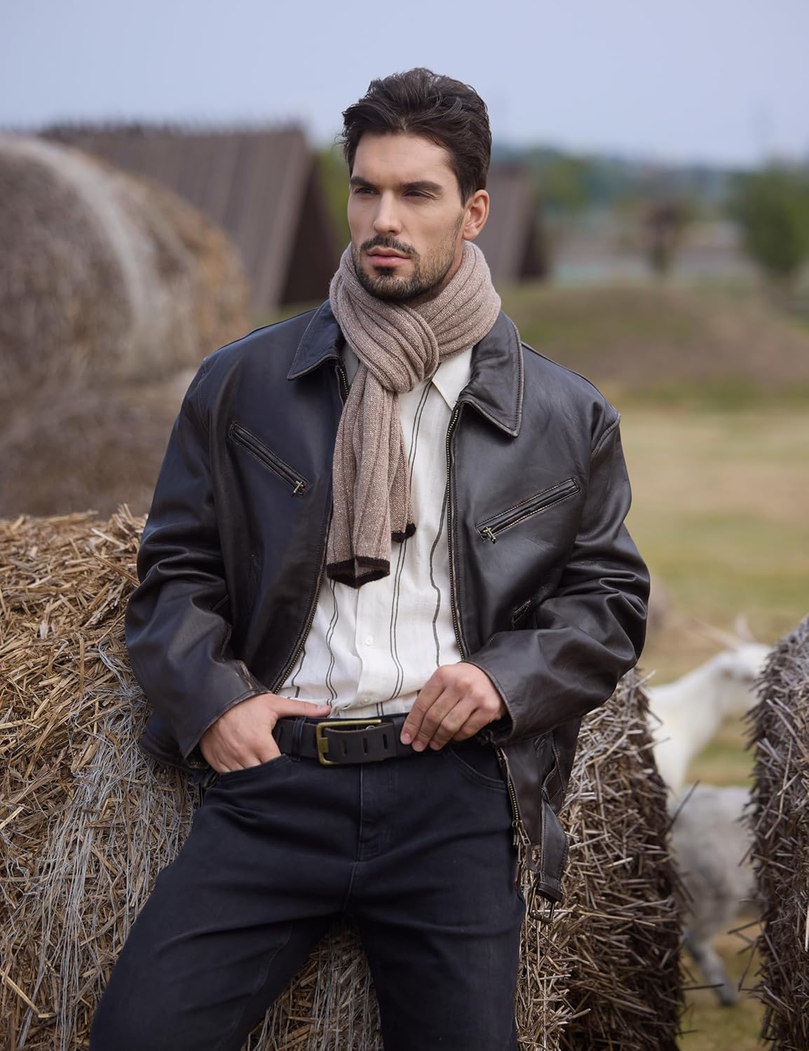 Mens Genuine Leather Casual Belt for Jeans Every Day Country Heavy Duty Work Belts with Box - Image 4