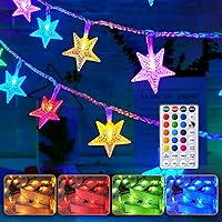 Vista 10 de Minetom - Cadena de luces con forma de estrella operadas a pilas - 5.2 m, 50 luces LED, impermeables, con temporizador, para decoración