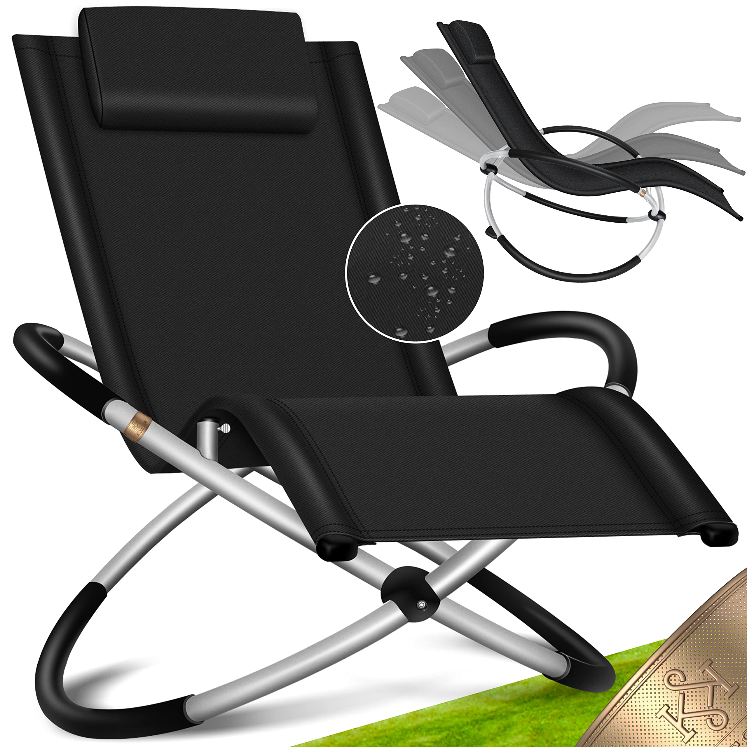 KESSER® Tumbona, Silla Relax| Tumbona de jardín | Silla de jardín | Silla Plegable | Sofá de Columpio | Silla Mecedora | Sillas ergonómicas reclinables | Resistente a la Intemperie, Negro