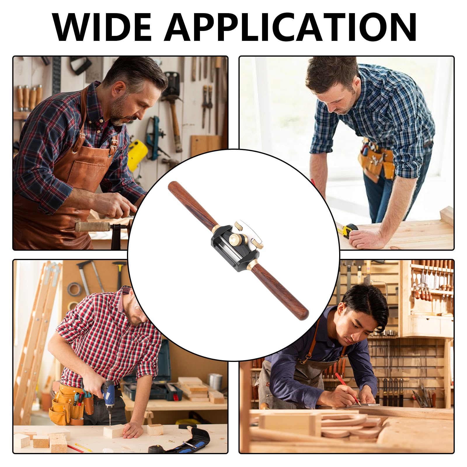 Pialla a Mano, Pialla da Taglio per Legno Strumento Manuale per Rifinitura Regolabile 210 mm Lmpugnatura in Palissandro Larghezza lama 42 mm Acciaio Inossidabile 440C