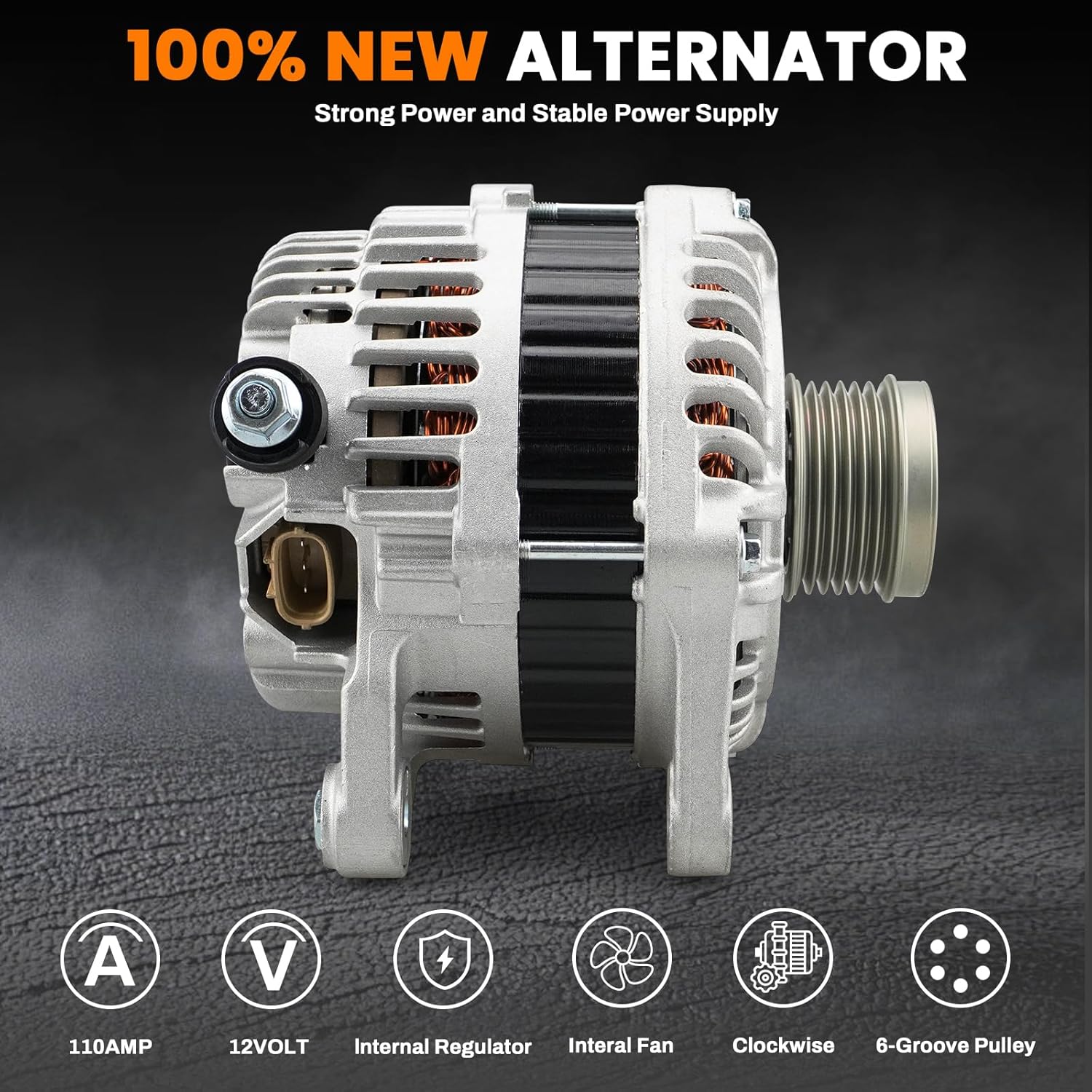110A High Output Alternator Compatible with 2013 2014 2015 2016 2017 2018 Nissan Altima L4 2.5L, 6-Groove Pulley Clockwise, Replace #23100-3TA1B, 23100-3TA1A, A2TJ1881, A2TJ1891, 11657