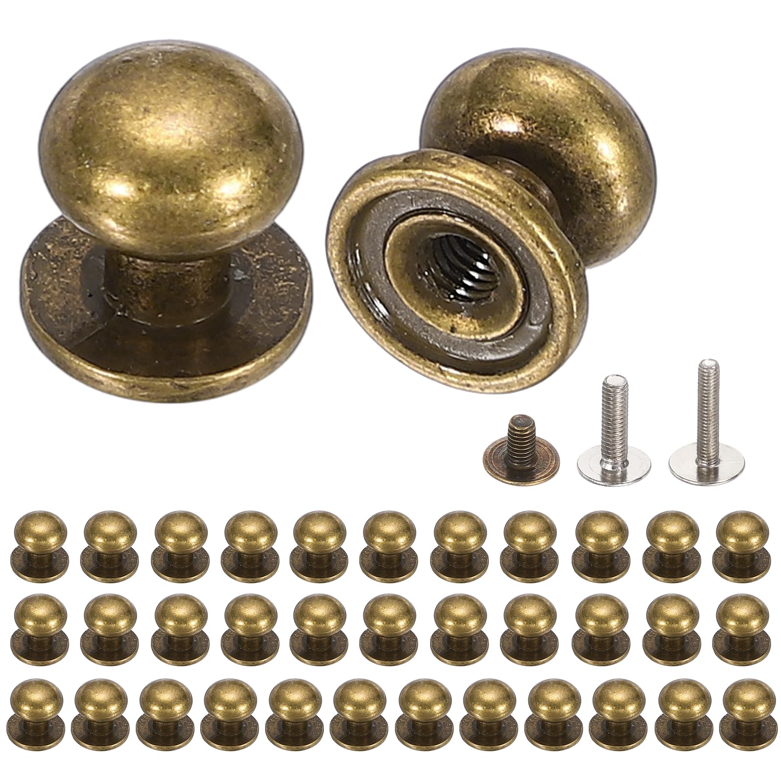sourcing map 36Pcs Mini Drawer Pulls, 9x10mm Vintage Small Knobs for Jewelry Box, Round Metal Cabinet Knobs Handles Pulls with Screws for Dresser Closet Jewelry Box Gift Cases, Bronze