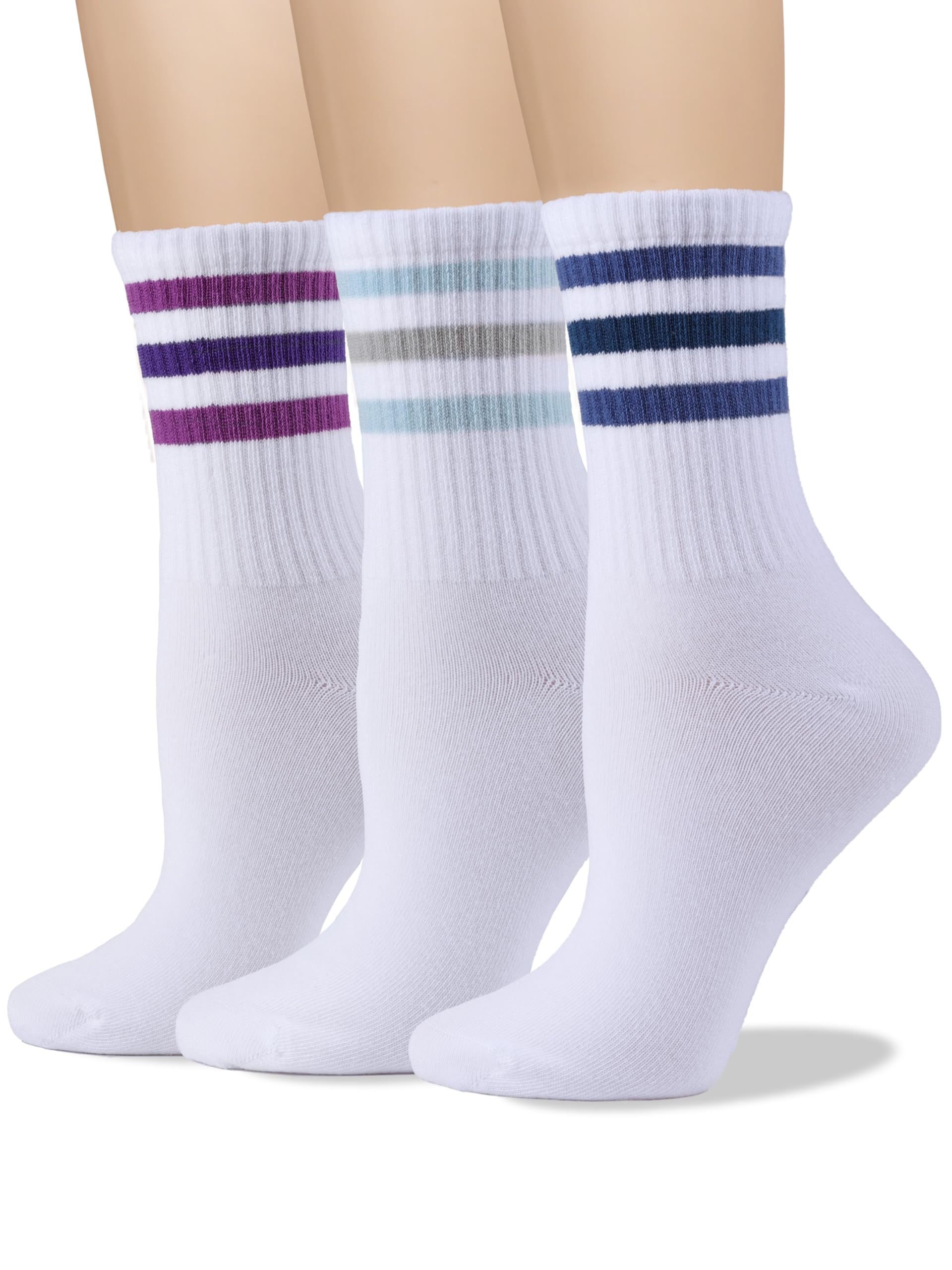 COTTON DAY Women's Soft Combed Cotton Socks Seamless Toe Black White Navy