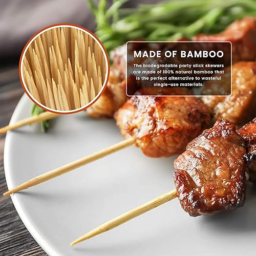 Miniatura 3 de DecorRack Pinchos de bambú natural de 12 pulgadas, 100 pinchos de madera para asar a la parrilla, barbacoa, aperitivos, frutas, smores, cóctel,