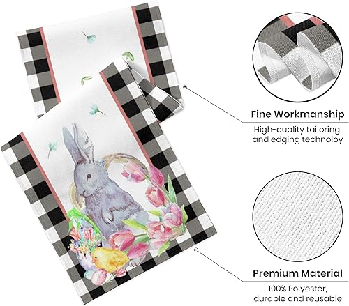 Miniatura 11 de JOOCAR Telas de tapicería de búfalo verde a cuadros Luck Sharmrock San Patricio, camino de mesa de 72 pulgadas de largo, gnomo de amor, camino