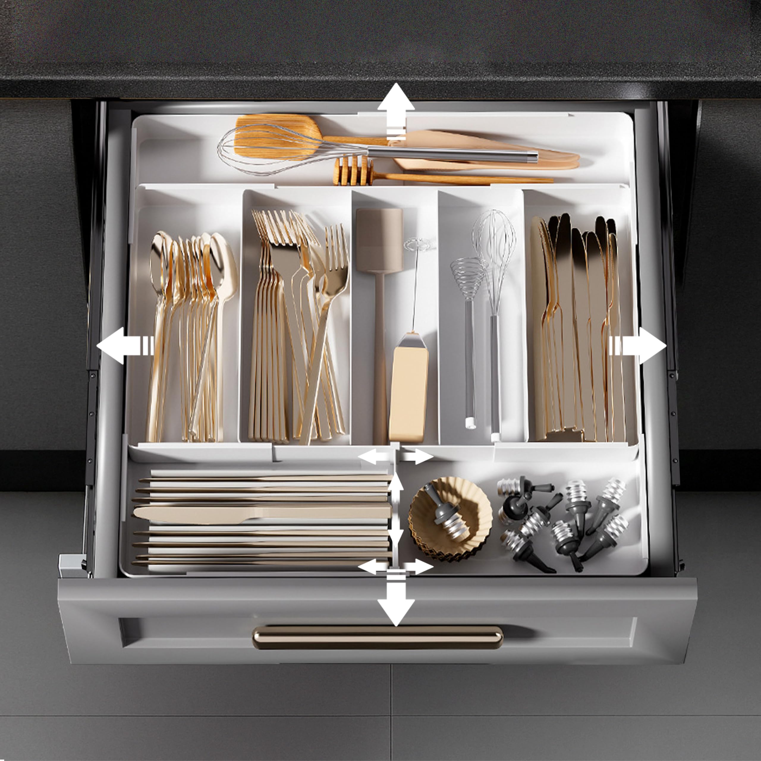 Amazon｜カトラリーケース カトラリー収納 引き出し収納 4面伸縮