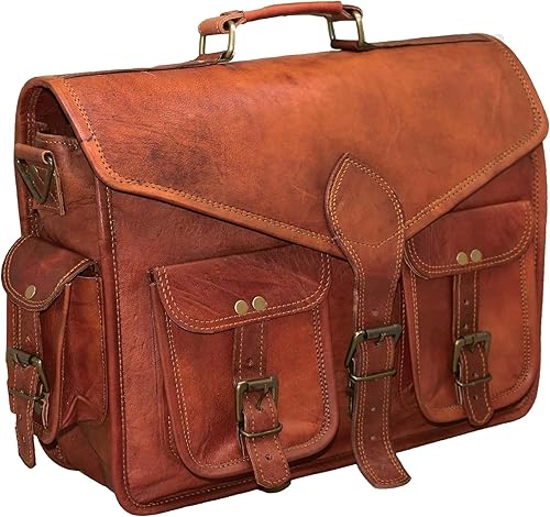Miniatura 3 de 15 "bolso de mensajero de cuero para computadora portátil, maletín de oficina, regalo para hombres, bolsa de hombro desgastada