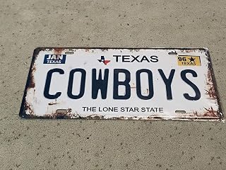 Rustic metal tin sign cowboy plate car, gargae, farmhouse, game room, western home decor cow boys dallas handmade item EH11716 size 8" x 12"