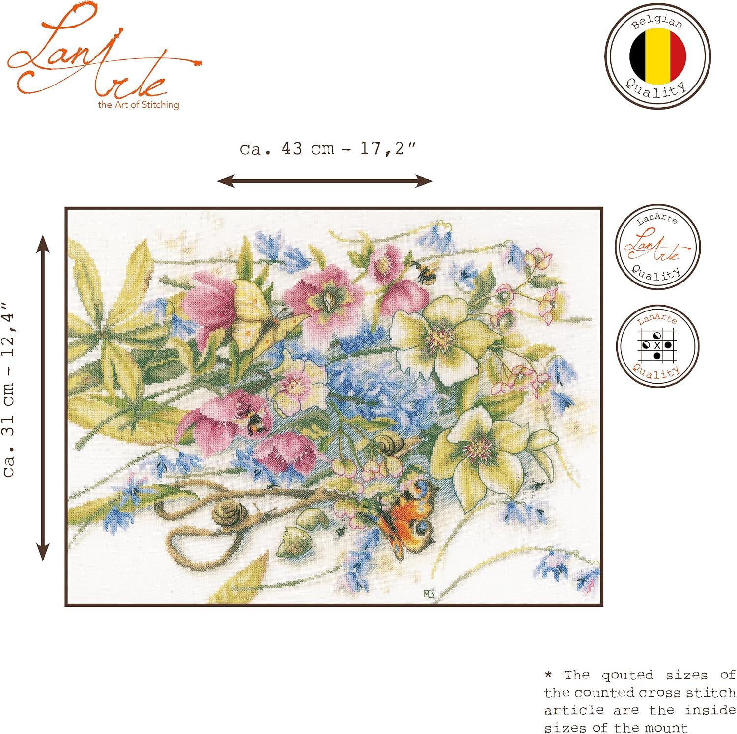 Lanarte Embroidery kit, ca. 43 x 31 cm / 17,2" x 12,4"