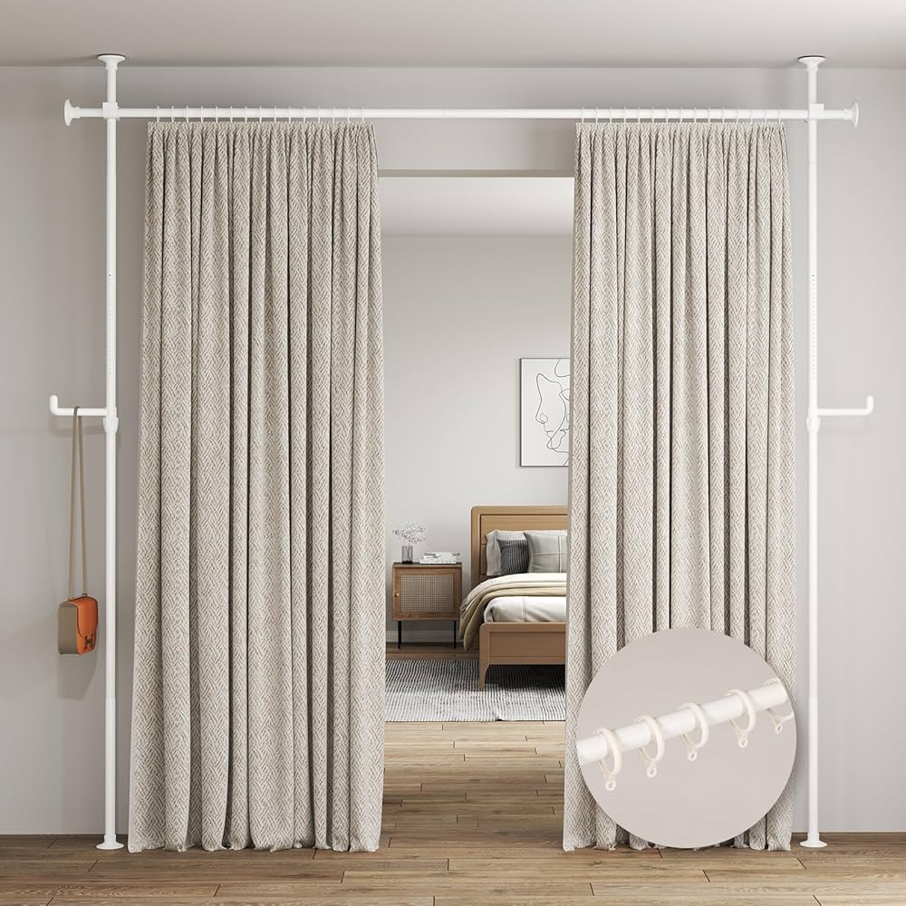 1394_カーテンポール 2ポール 白 パーテーション 仕切り つっぱり 1394_カーテンポール 2ポール 白 パーテーション 仕切り つっぱり