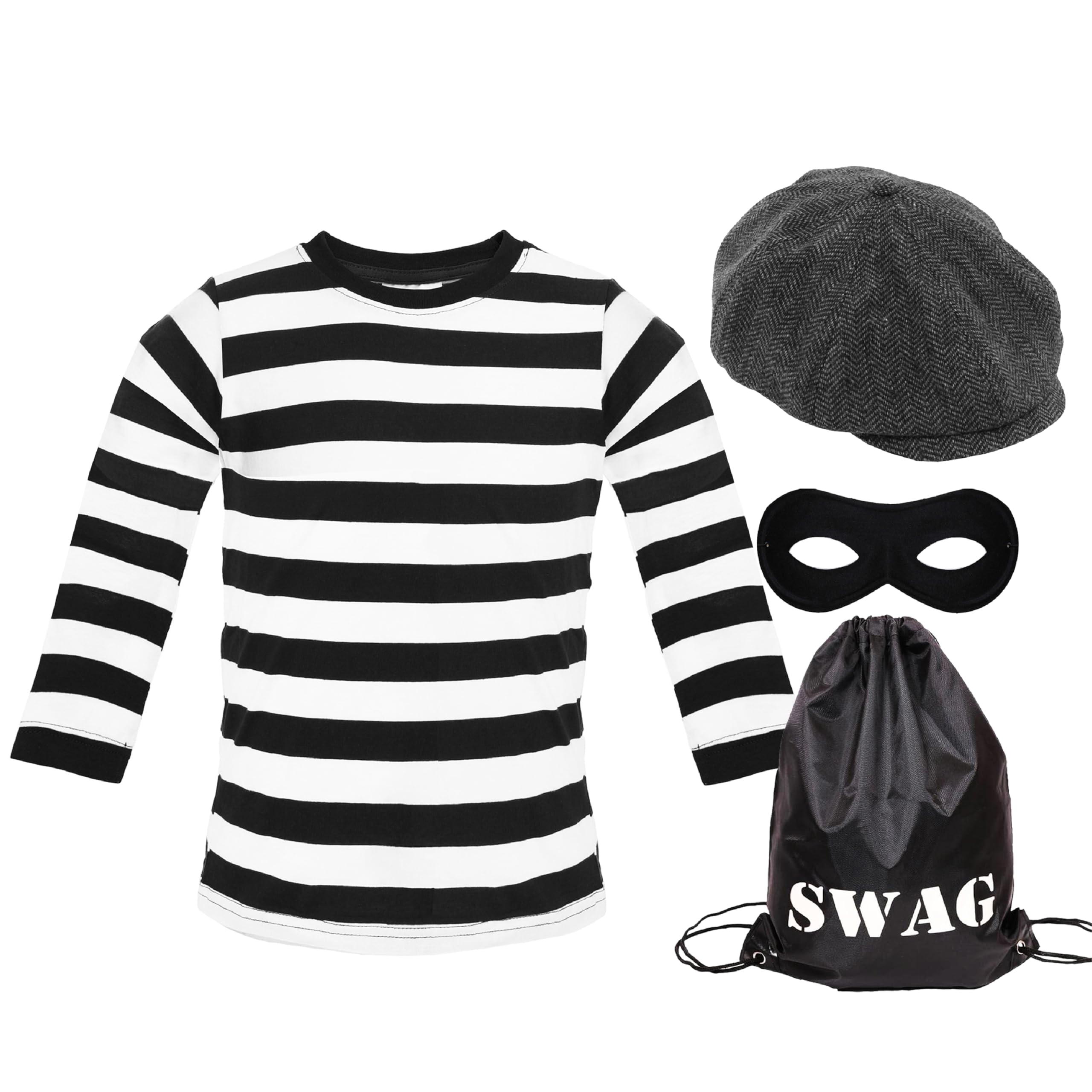 I LOVE FANCY DRESS Costume Da Ladro Per Adulto, Taglia XL, Include T-shirt A Righe Bianche E Nere, Maschera E Borsa Porta Refurtiva - 5