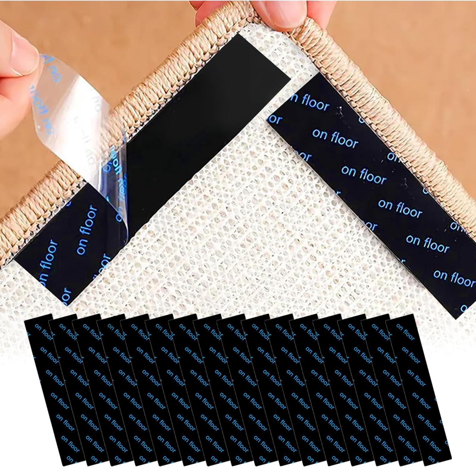 Rug Gripper 16 PCS, Reusable & Anti-Slip Rug Grippers For Laminate Floor and Wooden Floors, Washable Anti Slip Underlay Stickers, Carpet Grippers, Gripper Laminate, Carpet Stickers - Rectangular