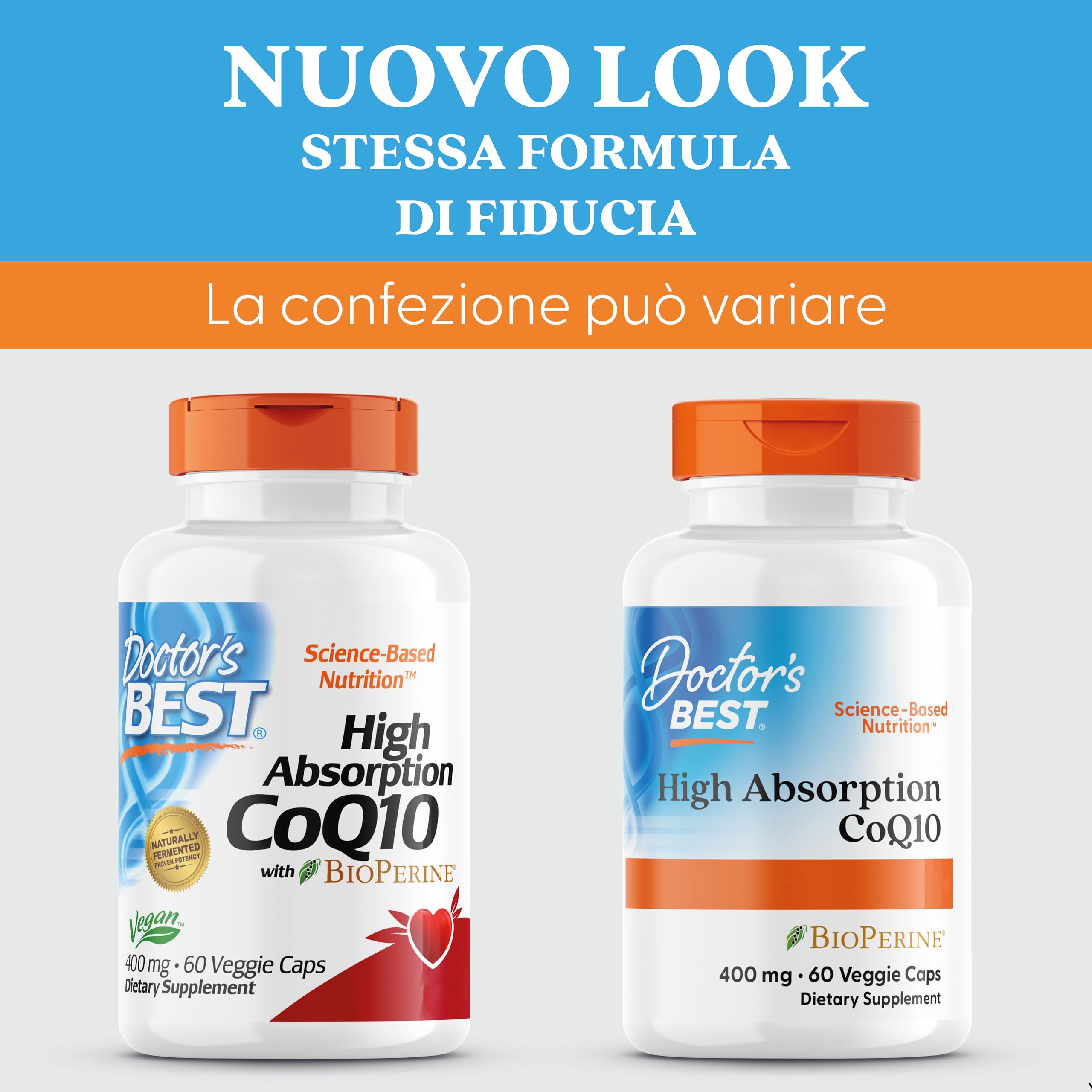 Doctor's Best, High Absorption CoQ10 con Bioperine (Coenzima Q10), 400mg, 60 Capsule vegane, Testato in Laboratorio, Senza Glutine, Senza Soia, Vegetariano