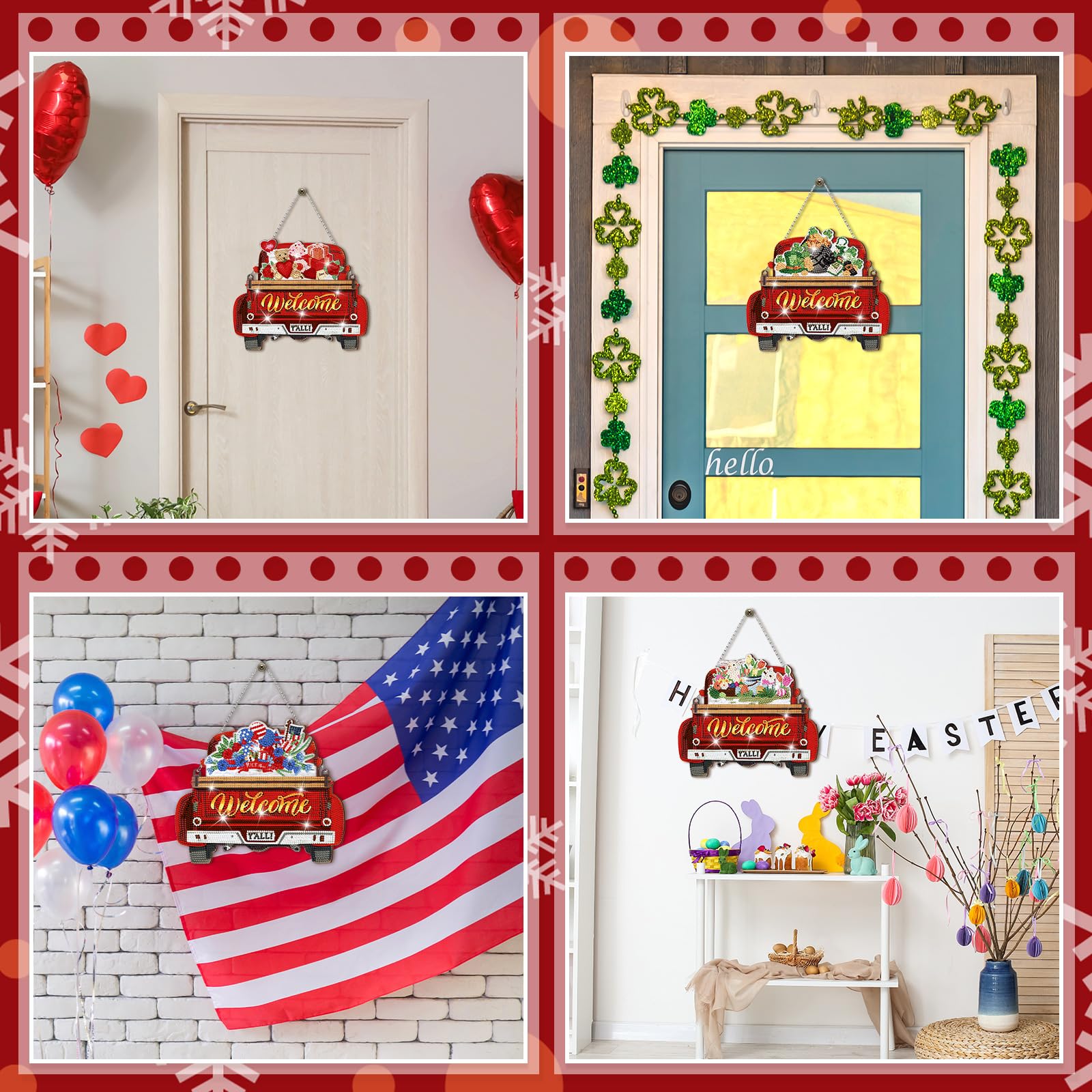 Ginfonr Diamond Painting Kits Hanghanger dier welkomstbord huisdeur voor deurdecoratie, speciale vorm strass-steentjes bloem deurkrans zomer dubbelzijdige hangdecoratie raam voor wanddecoratie (20 x Ginfonr Diamond Painting Kits Hanghanger dier welkomstbord huisdeur voor deurdecoratie, speciale vorm strass-steentjes bloem deurkrans zomer dubbelzijdige hangdecoratie raam voor wanddecoratie (20 x
