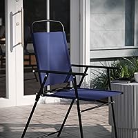 Vista 24 de EMMA + OLIVER Munroe Folding Patio Sling Chairs - Gray - All-Weather Textilene Seat and Back - Integrated Armrests - Set of 2