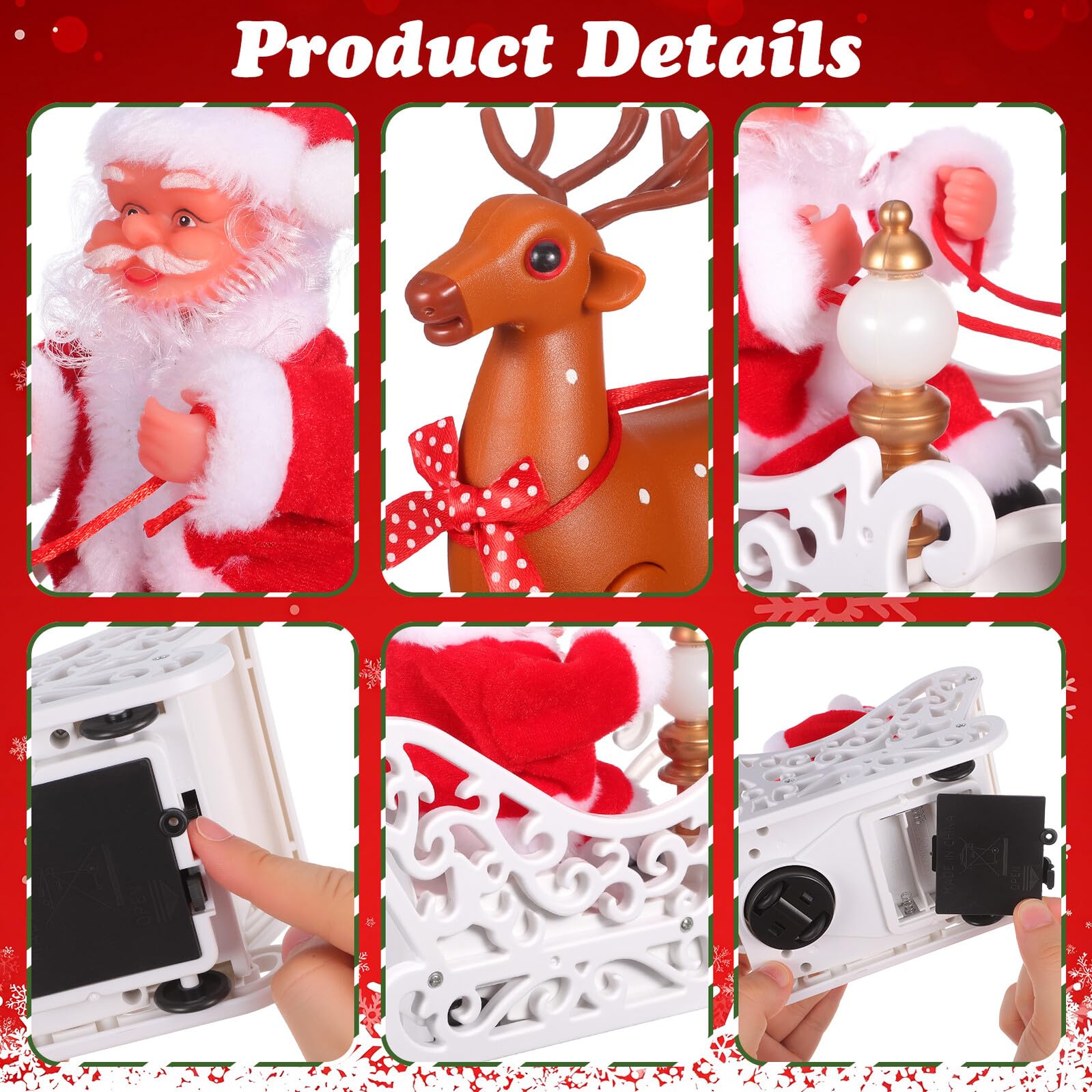 Decorazione Natalizia Babbo Natale Renna Elettrico Statuetta da Tavolo per Feste di Natale Ornamento Creativo Resistente per
