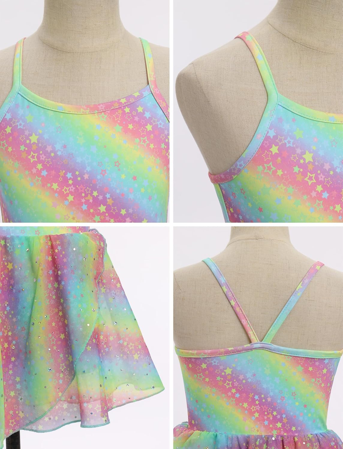 Ballet Leotards for Girl with Shiny Sequins Tulle Skirt Ballerina Dance Outfits Toddler Cross Back Ballet Dress - Image 2