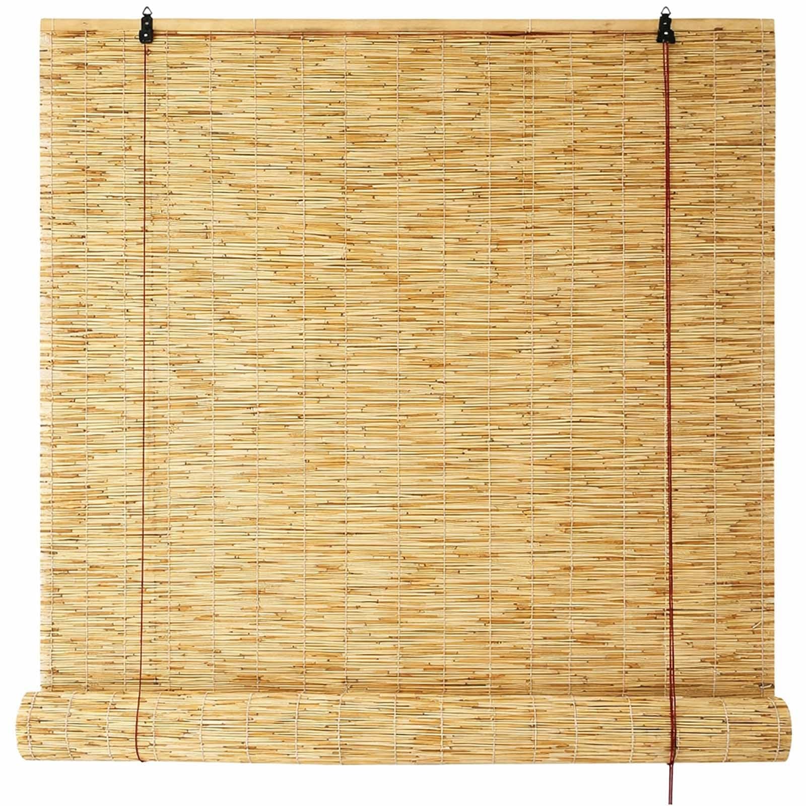 Store enroulable en bambou naturel de 50 à 180 cm avec fil blanc