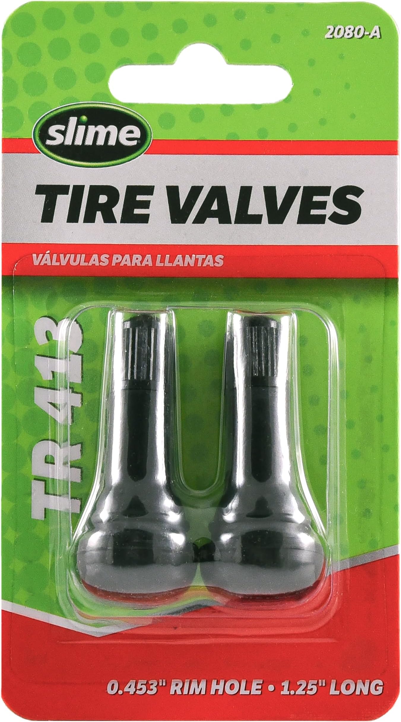 Slime 2080-A Tubeless Tire Valves 1¼", TR 413 45, Schrader Valve stem, Pack of 2 valves
