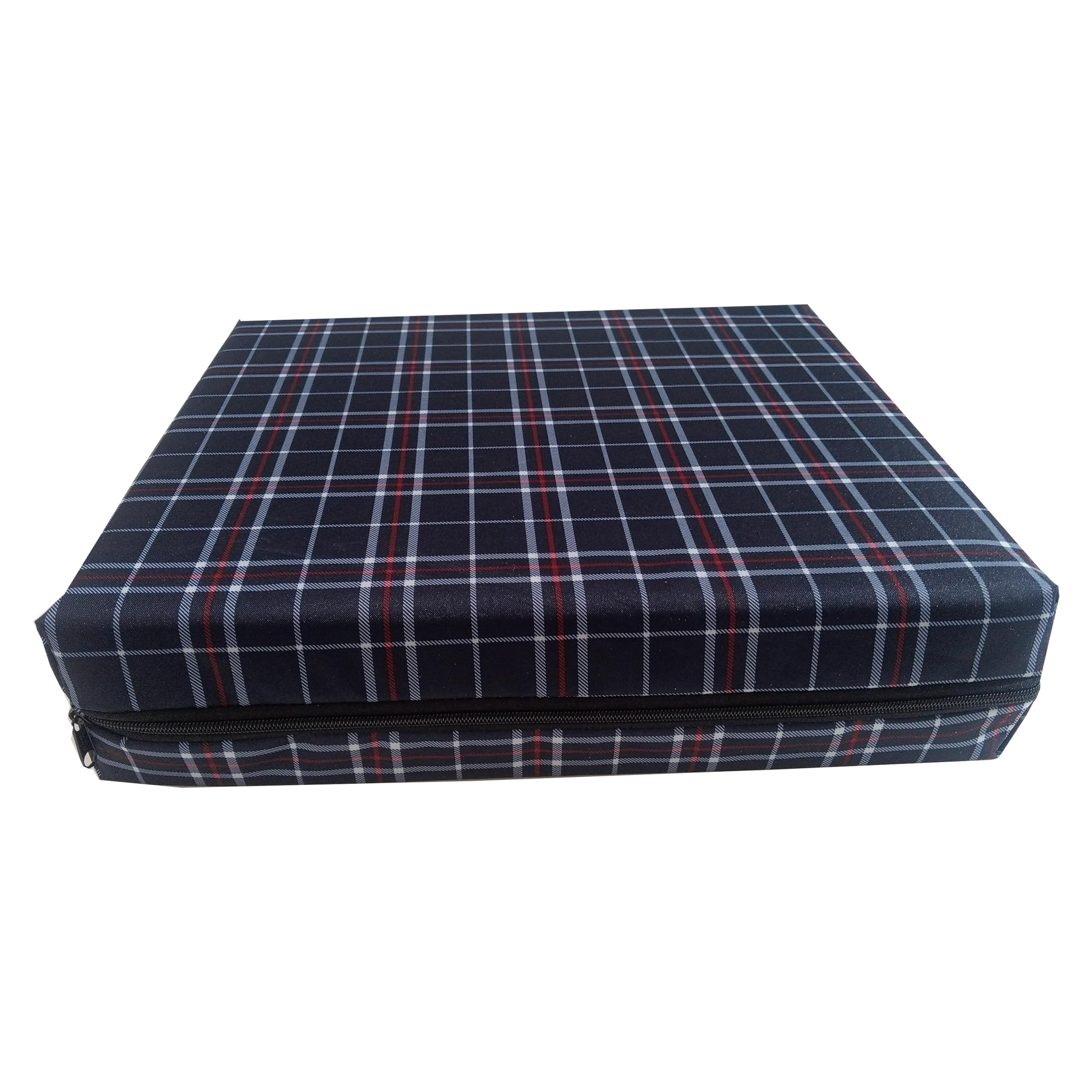 GRIZZLY FOAM 10cm Thick Waterproof Garden Seat Pads Cushions Indoor Outdoor Seat Pads Office Rattan Patio Chair Pad Ask Any Custom Size (16x16x4 inch) (Navy Chek, 22x22x4inch 55x55x10cm) — image 1