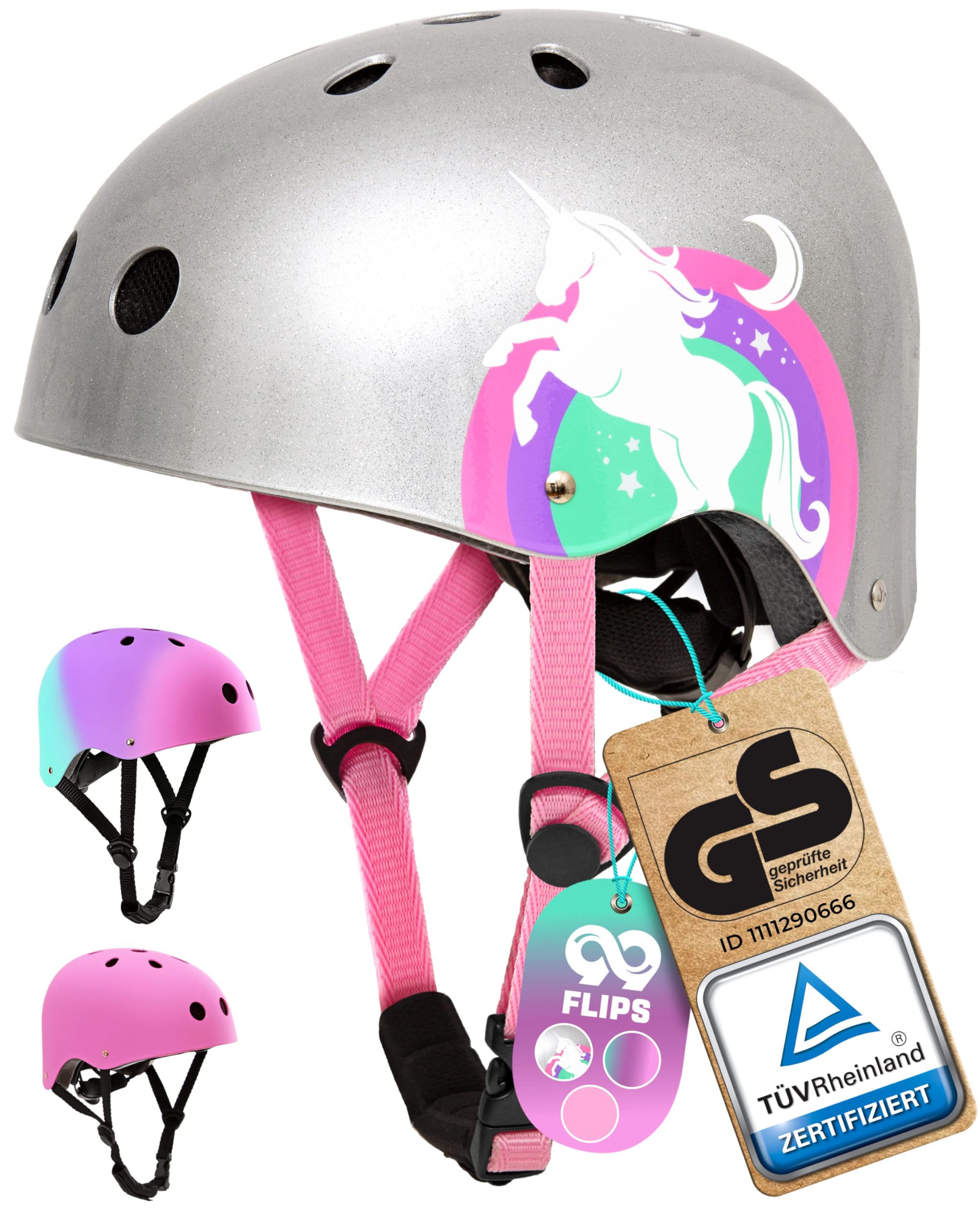 99FLIPS Skaterhelm Kinder & Erwachsene - GS Zertifiziert durch TÜV Rheinland - Kinderhelm von Deutscher Marke - Scooter Helm