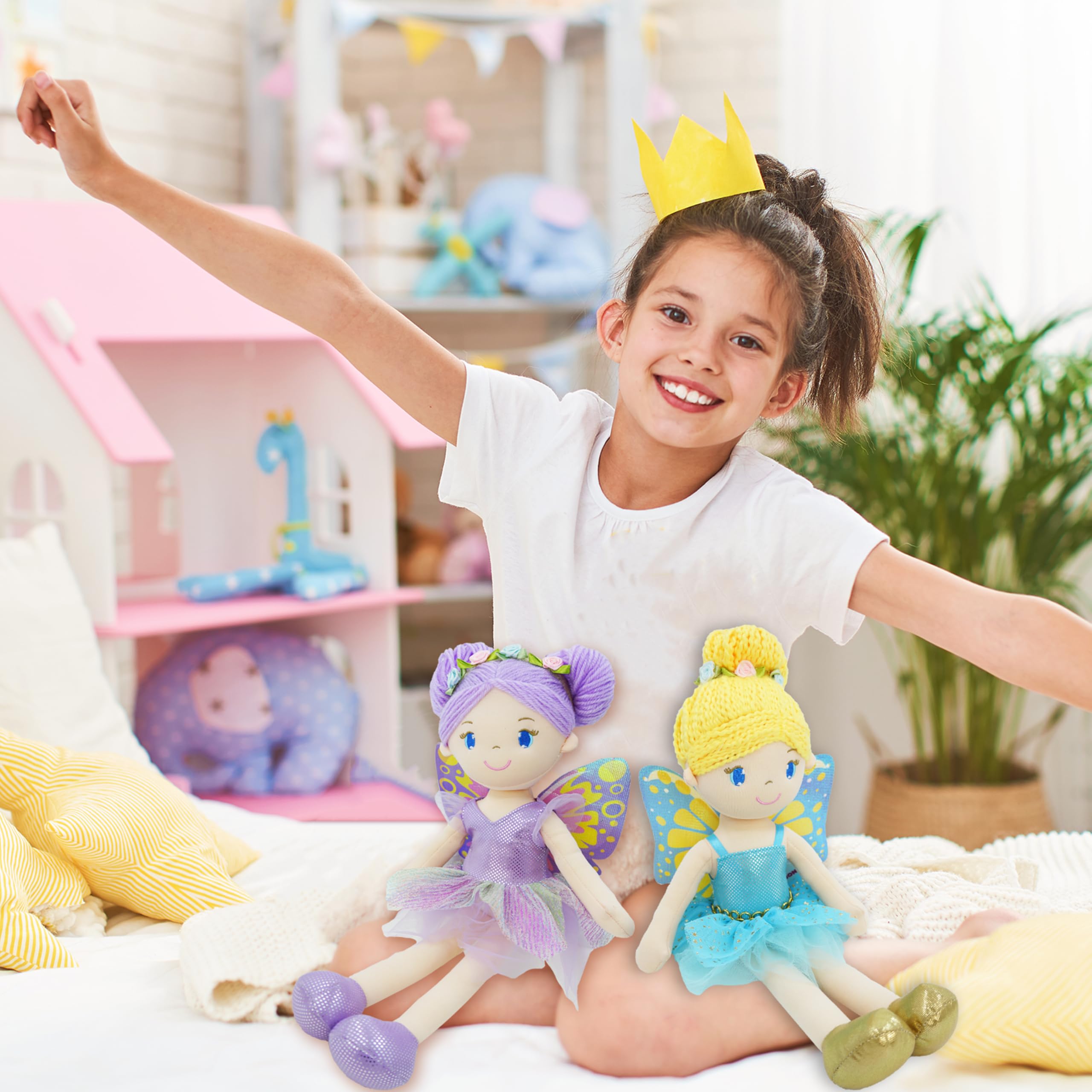 Lullaberry 40cm Enchanted Fairy Doll Yaritza - Plush Stuffed Soft Doll Girl Gift - Purple Outfit and Wings - Image 4