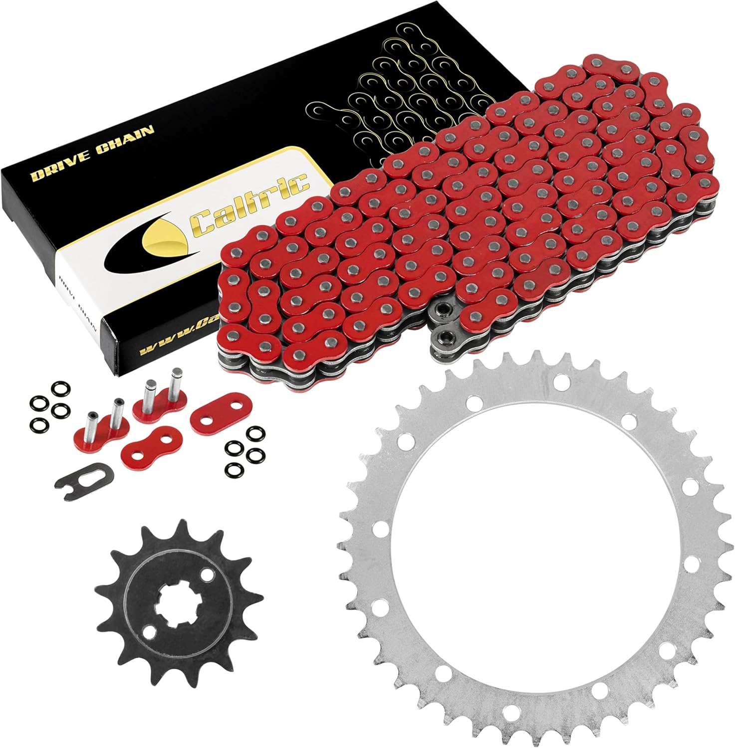 Caltric Red O-Ring Drive Chain & Sprockets Kit Compatible with Yamaha Blaster 200 Yfs200 Yfs-200 1988-2006