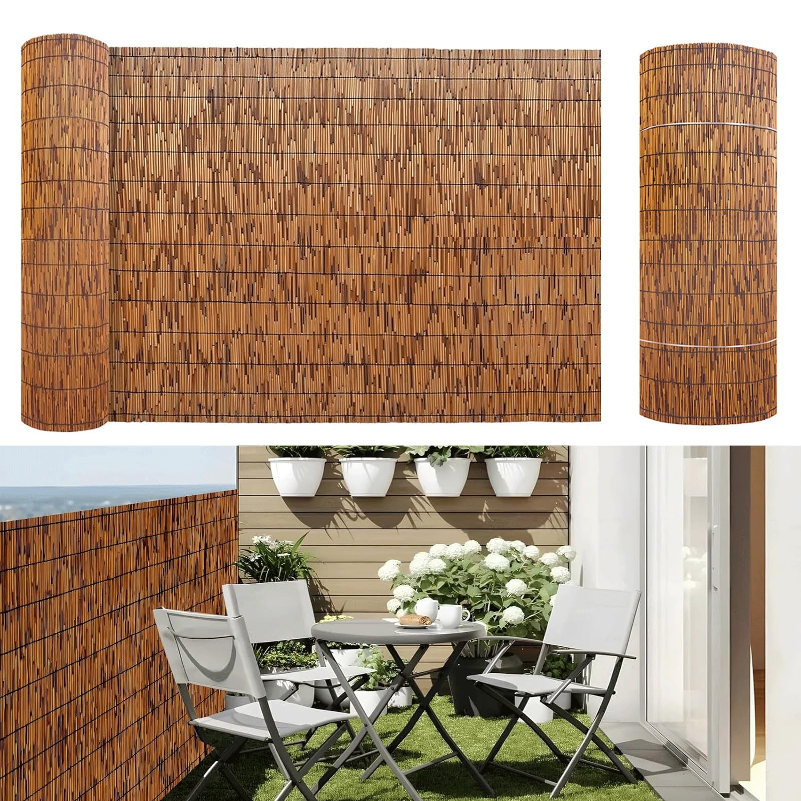 Questa Recinzione in bambù Naturale in Rotoli - da 60 cm a 180 cm di Altezza, 3x9 Metri di Recinzione Esterna per Giardino, Cortile, Balcone, Patio - Ecologica e