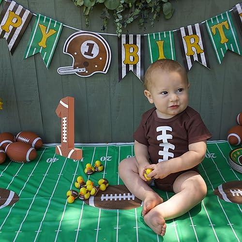 Miniatura 4 de Centro de mesa de madera con letrero de fútbol americano de 1er año, fútbol deportivo, decoración de mesa de primer cumpleaños, fiesta de fútbol