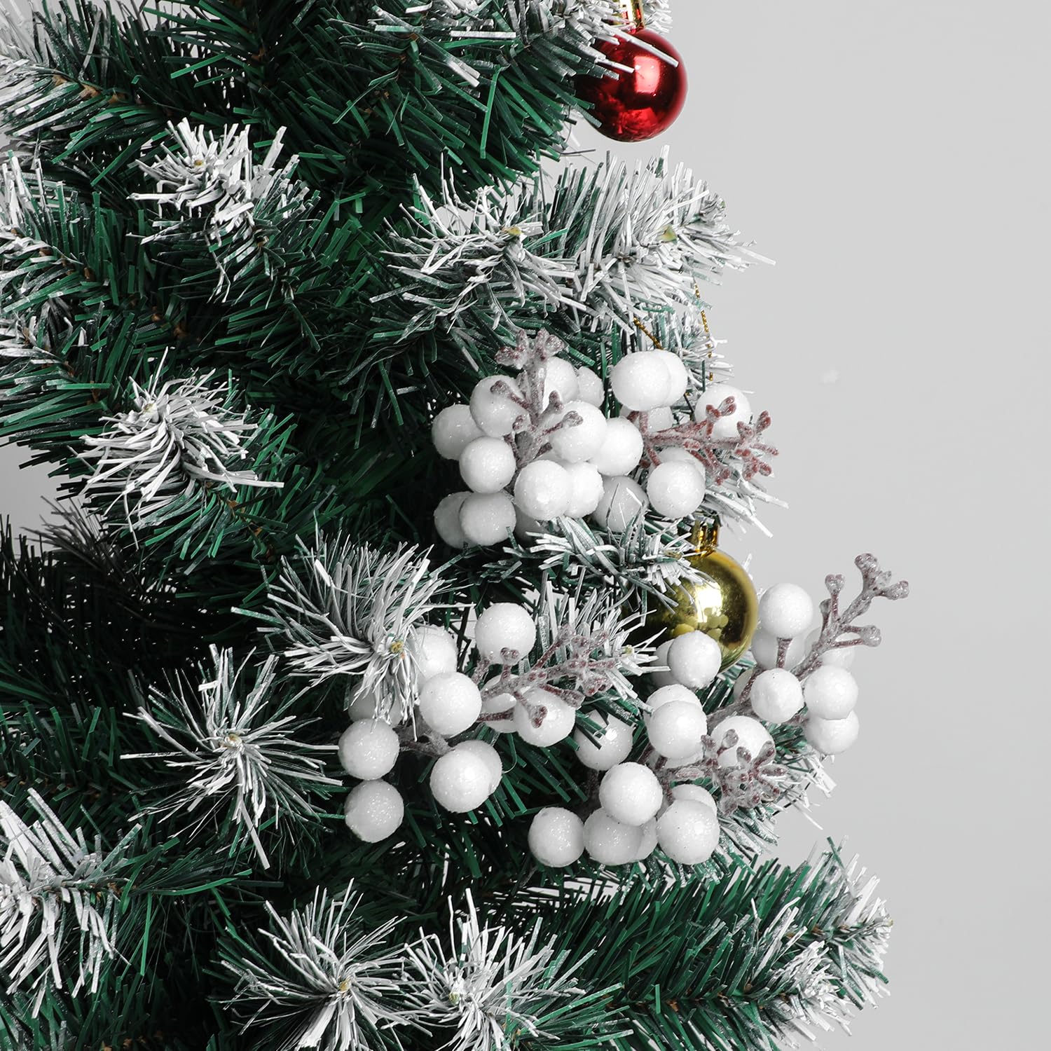 VEYLIN 20 cm Artificial Berry, 16 Pcs Glitter White Artificial Berries Stems for Christmas Tree Ornaments DIY Xmas Wreath - Image 3