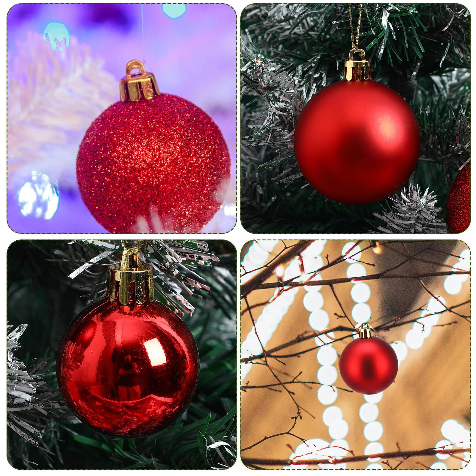 SEWACC 100 Unidades Bolas de Navidad Huecas de Plástico Rojo, para Árbol
