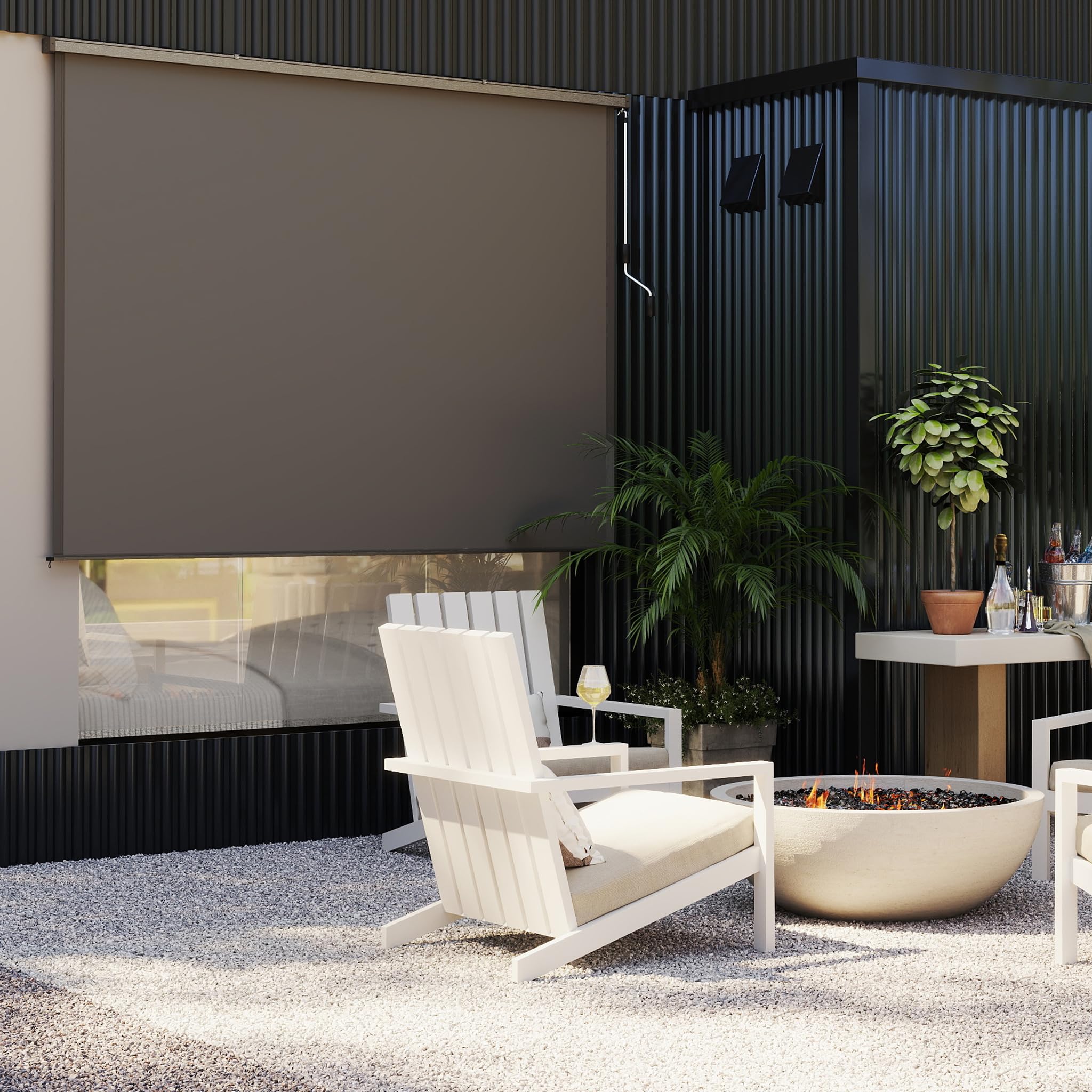 UISEBRT Store vertical 180 x 250 cm pour balcon et terrasse - Protection visuelle et solaire résistante aux intempéries avec manivelle - Store vertical pour extérieur et intérieur - Brise-vue de