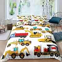 Set Biancheria Letto Bambini Con Camion E Escavatori - Microfibra Morbida - Foto 3