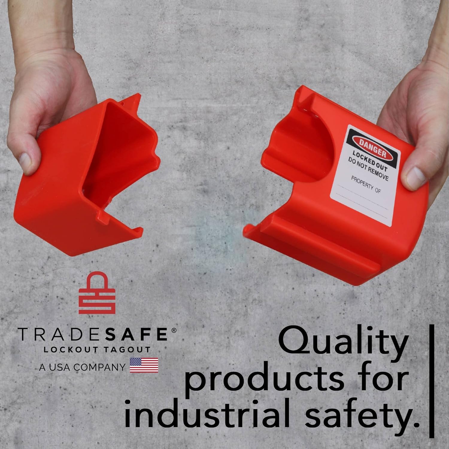 TRADESAFE Adjustable Flanged Ball Valve Device - Red Lockout Tagout Valve Lock for 2 inch to 4-1/2 inch Flange Ball Valve, Adjustable Gas, Oil, or Water Valve Lock, Premium Grade Polypropylene